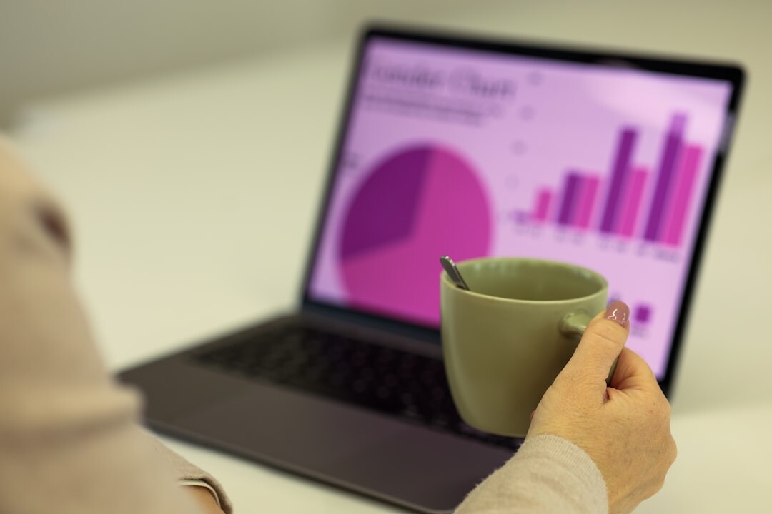 Digital marketing strategy displayed on laptop screen with growth graphs